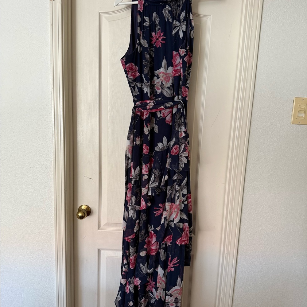 Eliza J Navy and Pink Floral Maxi Dress